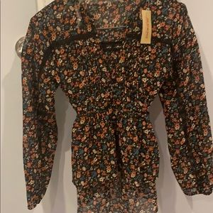 American Rag , NWT , Black Floral Blouse